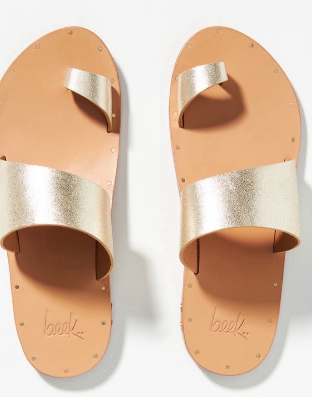 Beek Finch Toe-Loop Sandal in Gold handmade comfort EUC - Picture 2 of 11